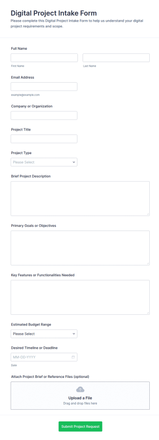 Digital Project Intake Form Template