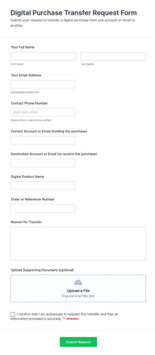 Digital Purchase Transfer Request Form Template