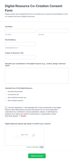 Digital Resource Co Creation Consent Form Template
