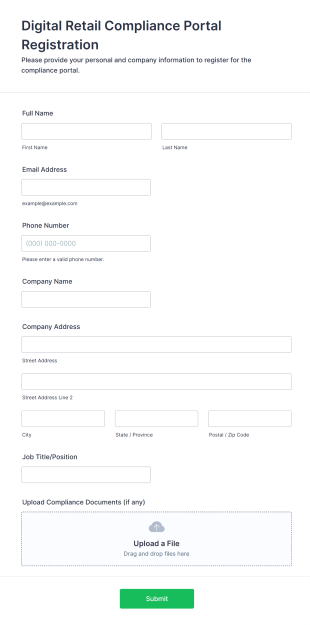 Digital Retail Compliance Portal Registration Form Template