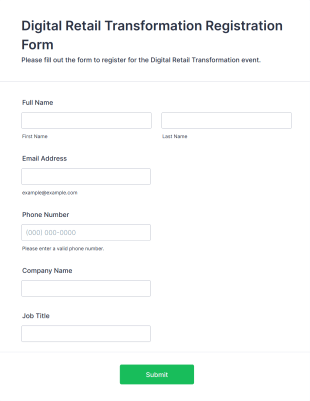 Digital Retail Transformation Registration Form Template