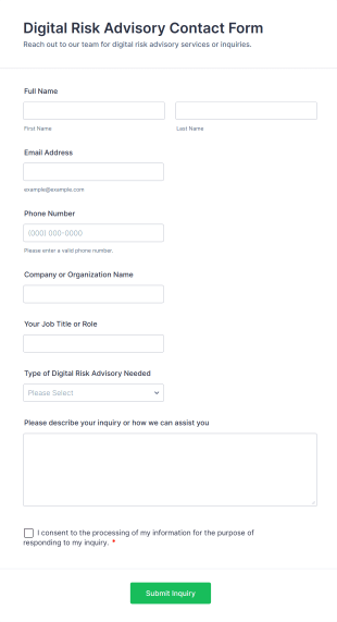 Digital Risk Advisory Contact Form Template