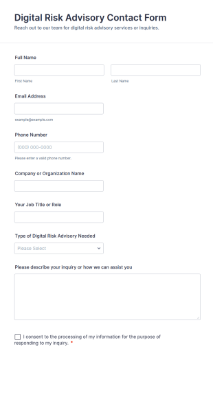Digital Risk Advisory Contact Form Template