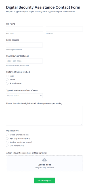 Digital Security Assistance Contact Form Template