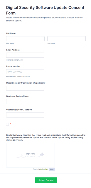 Digital Security Software Update Consent Form Template