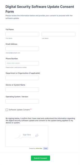 Digital Security Software Update Consent Form Template