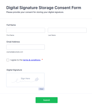Digital Signature Storage Consent Form Template
