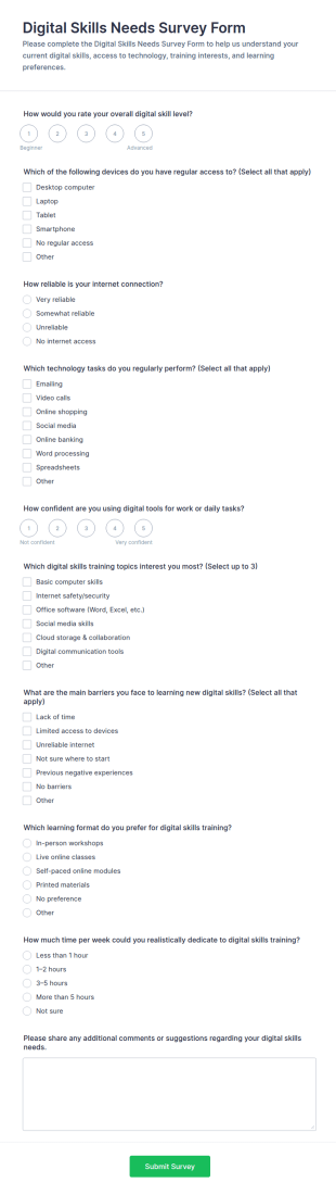 Digital Skills Needs Survey Form Template