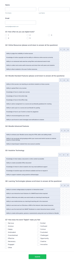 Digital Skills Self Assessment Form Template
