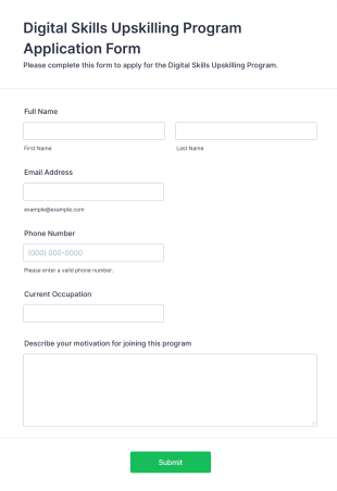 Digital Skills Upskilling Program Application Form Template