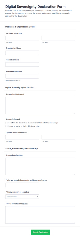 Digital Sovereignty Declaration Form Template
