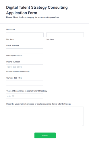 Digital Talent Strategy Consulting Application Form Template