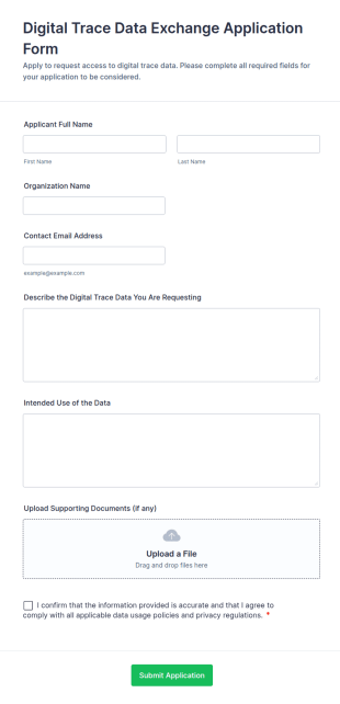 Digital Trace Data Exchange Application Form Template