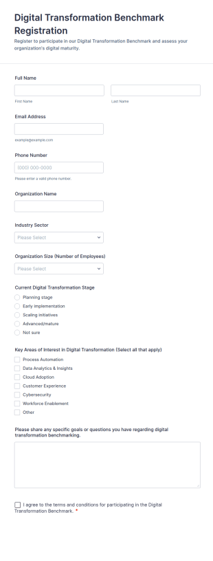 Digital Transformation Benchmark Registration Form Template