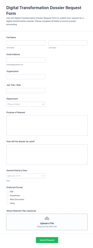 Digital Transformation Dossier Request Form Template