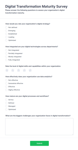 Digital Transformation Maturity Survey Form Template