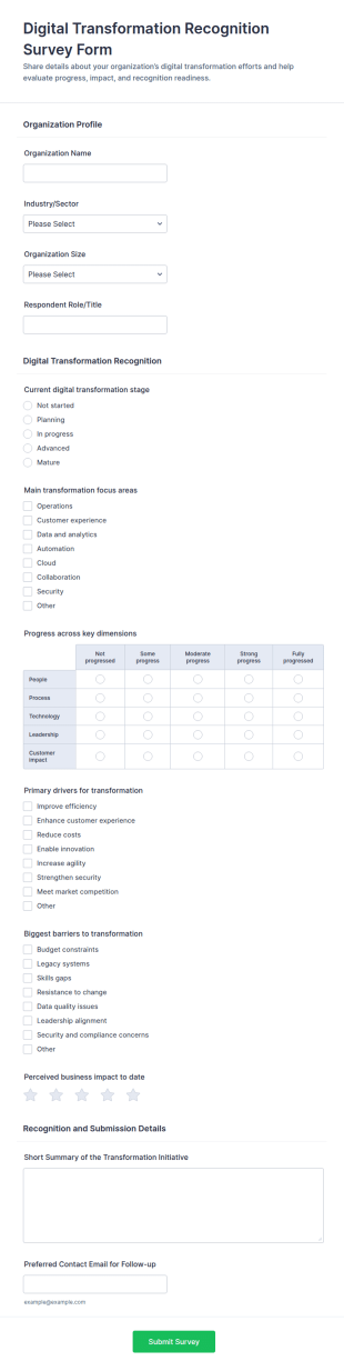 Digital Transformation Recognition Survey Form Template