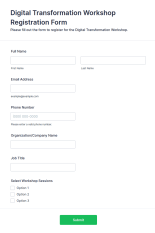 Digital Transformation Workshop Registration Form Template