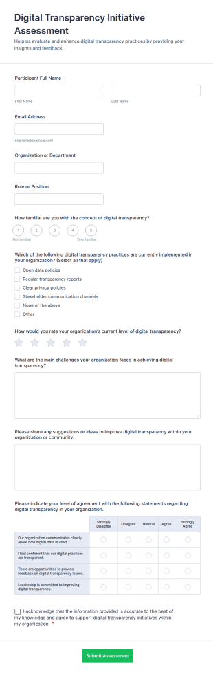 Digital Transparency Initiative Assessment Form Template