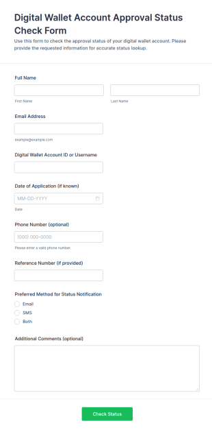 Digital Wallet Account Approval Status Check Form Template