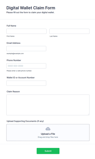 Digital Wallet Claim Form Template