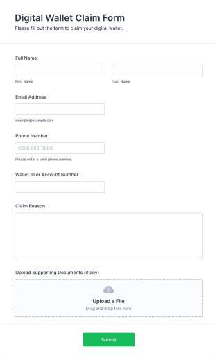 Digital Wallet Claim Form Template
