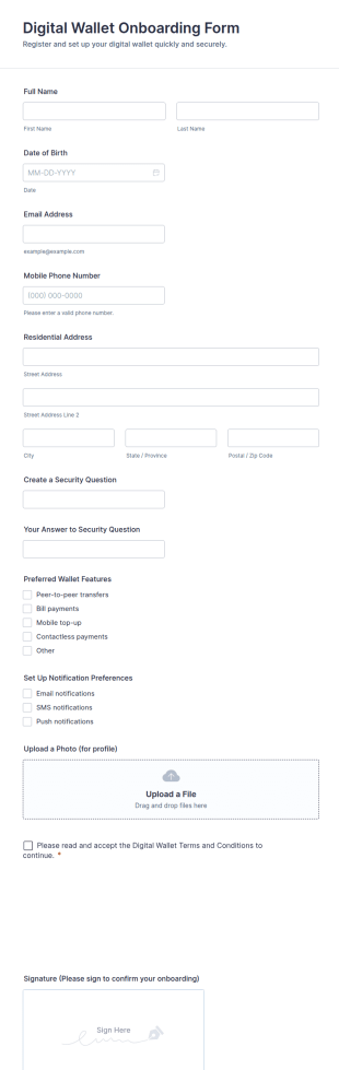 Digital Wallet Onboarding Form Template