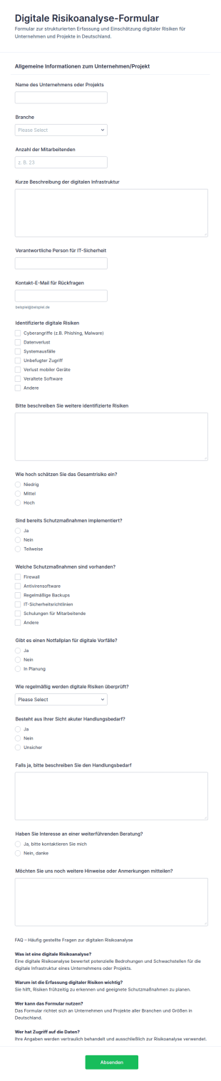 Digitale Risikoanalyse Checkliste