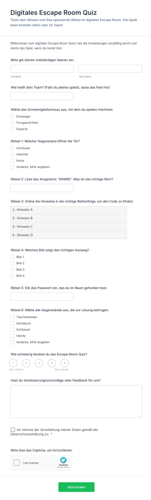 Digitales Escape Room Quiz
