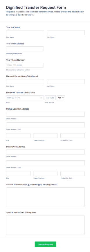 Dignified Transfer Request Form Template