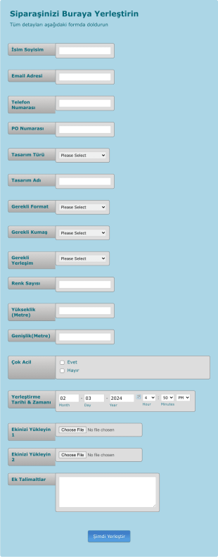 Dijital Fotoğraf Transfer Sipariş Form Template