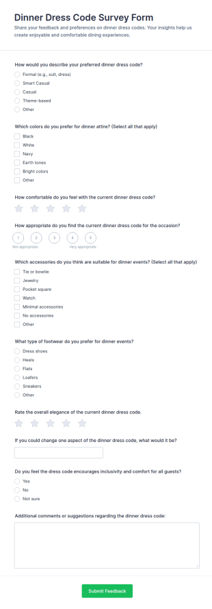 Dinner Dress Code Survey Form Template