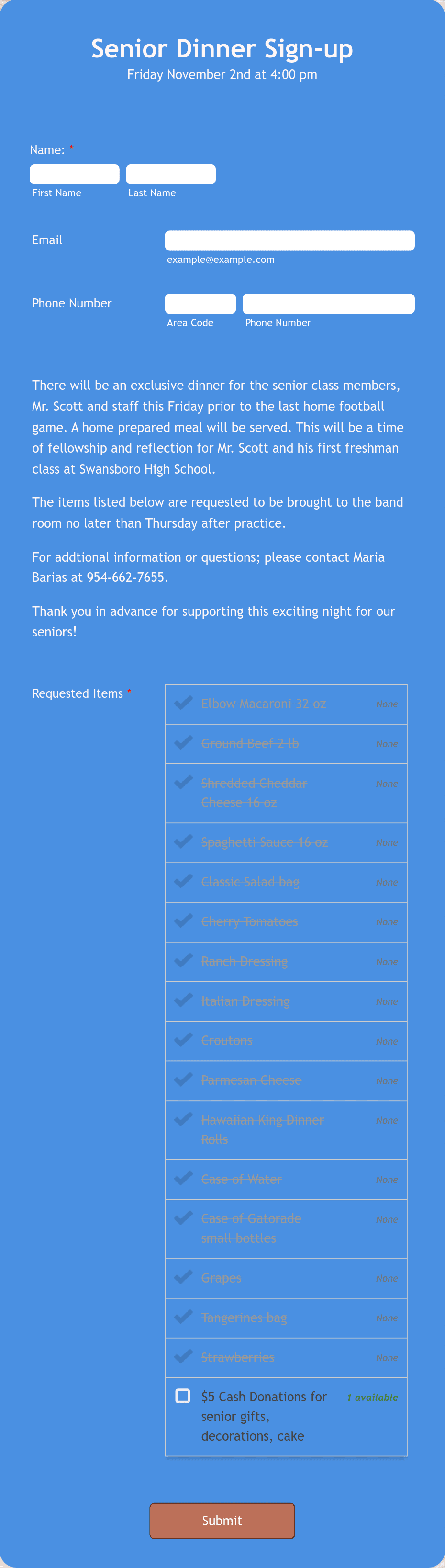 Dinner Event Donation Form Template | Jotform