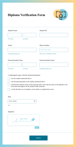 Diploma Verification Form Template