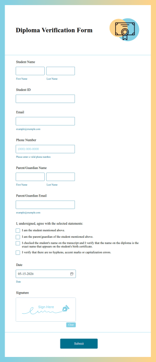 Diploma Verification Form Template