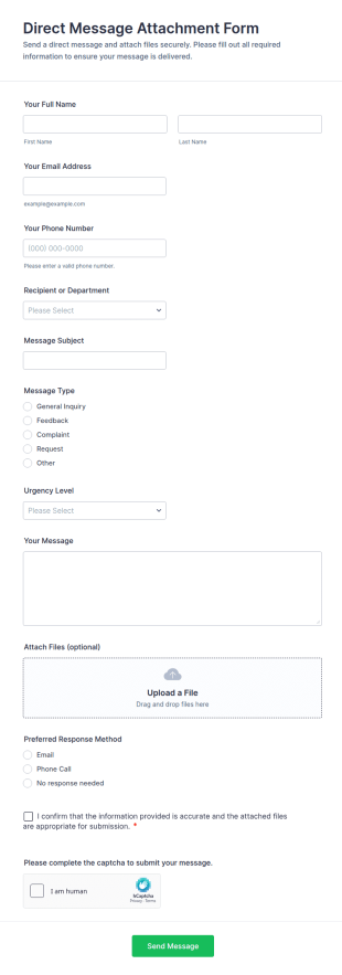 Direct Message Attachment Form Template