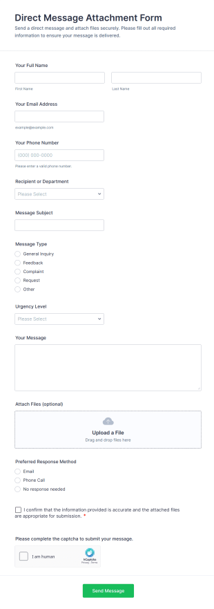 Direct Message Attachment Form Template