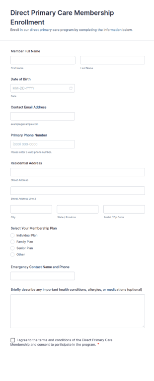 Direct Primary Care Membership Enrollment Form Template