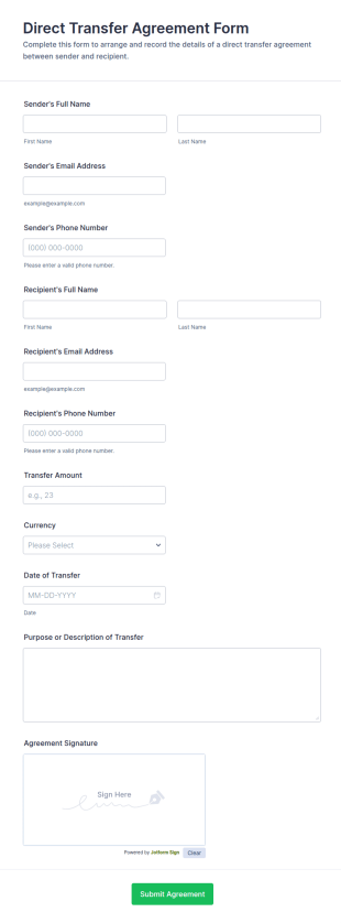 Direct Transfer Agreement Form Template