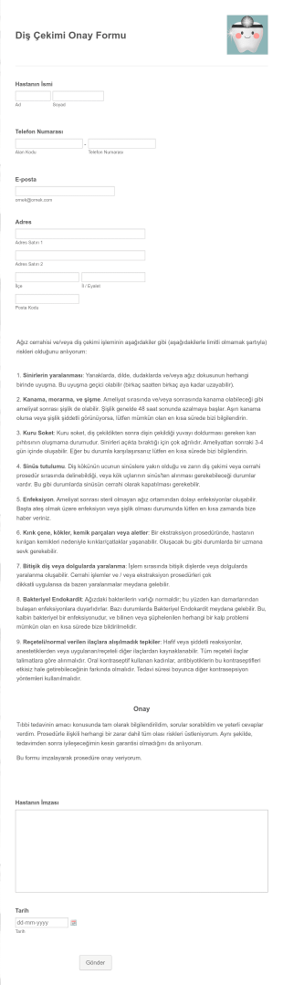 Diş Çekimi Onay Form Şablonu