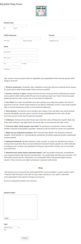 Diş Çekimi Onay Form Şablonu