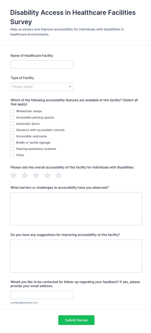 Disability Access In Healthcare Facilities Survey Form Template