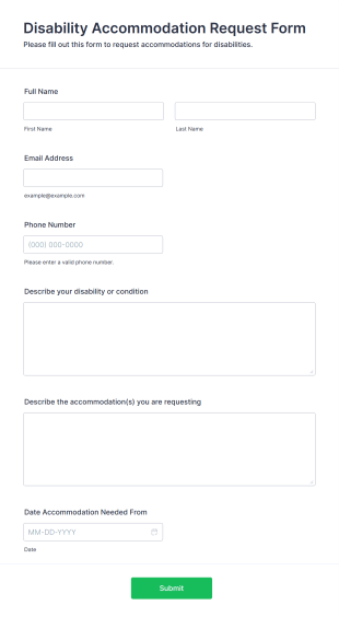 Disability Accommodation Request Form Form Template