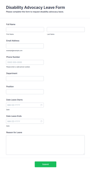 Disability Advocacy Leave Form Template