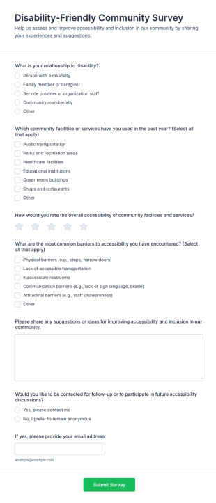 Disability Friendly Community Survey Form Template