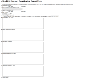 Disability Support Coordination Report Form Template
