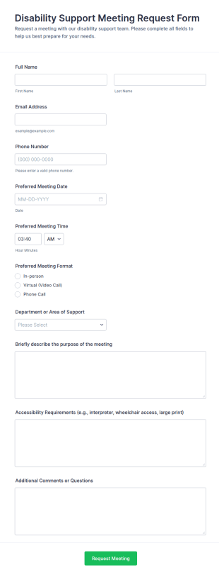Disability Support Meeting Request Form Template