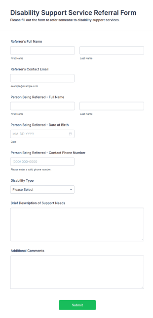 Disability Support Service Referral Form Template