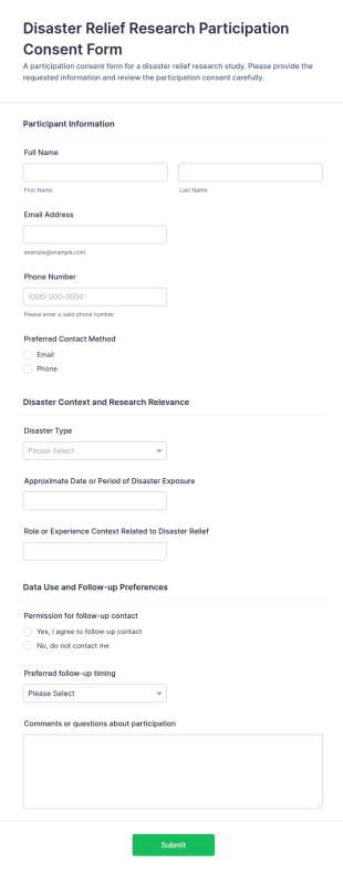 Disaster Relief Research Participation Consent Form Template