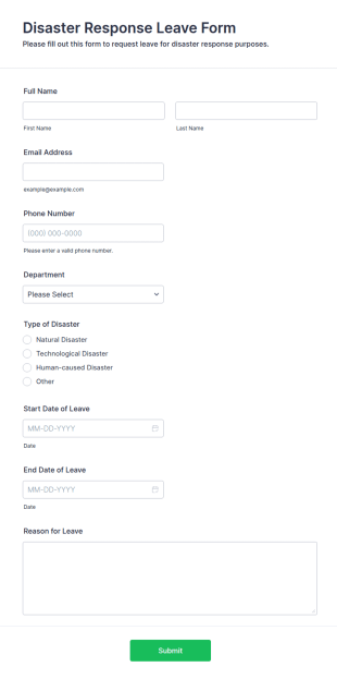 Disaster Response Leave Form Template